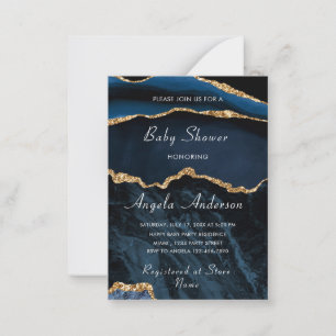 Einladung der Navy Blue Gold Marmor Baby Girl Dusc