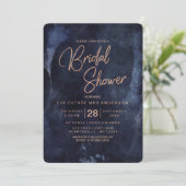 Einladung der Navy Blue & Rose Gold Bridal Dusche (Stehend Vorderseite)