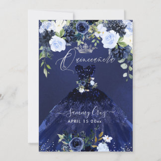 Einladung der Navy Blue Watercolor Dress in Quince