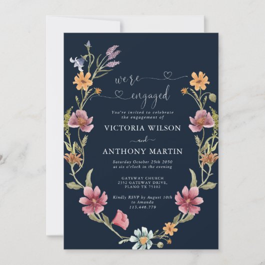 Einladung der Navy Blue Wildblume (Vorderseite)