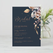 Einladung der Navy Fall Foliage Bridal Dusche (Stehend Vorderseite)