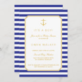 Einladung der Navy & Gold Baby Dusche (Vorne/Hinten)