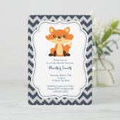 Einladung der Navy Gray Fox Babydusche (Stehend Vorderseite)