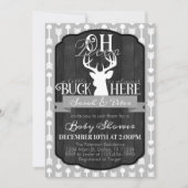 Einladung der Navy Gray Tribal Deer Baby Shower (Vorderseite)