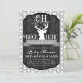 Einladung der Navy Gray Tribal Deer Baby Shower (Stehend Vorderseite)