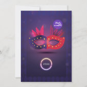 Einladung der Neo Masquerade Mask Graduation Party (Vorderseite)