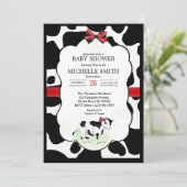 Einladung der neutralen Kuh Print Baby Dusche (Stehend Vorderseite)