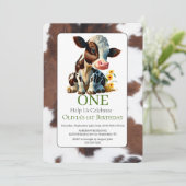 Einladung der Niedlichen Babykuh zum 1. Geburtstag (Stehend Vorderseite)