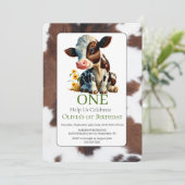 Einladung der Niedlichen Babykuh zum 1. Geburtstag (Stehend Vorderseite)