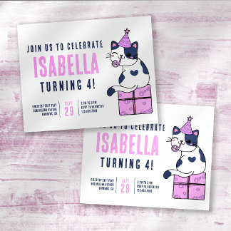 Einladung der niedlichen Katze Kid zum Geburtstag