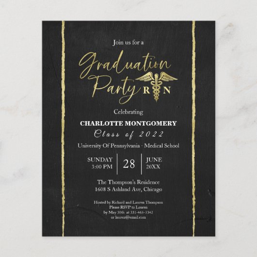 Einladung der Nursing School Graduation Party Budg (Vorderseite)