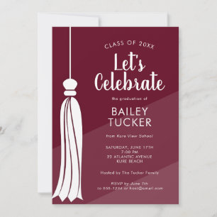 Einladung der Ombre Burgundy Red Graduation Party
