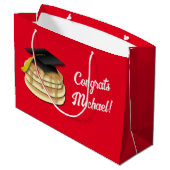 Einladung der Pancake Brunch Graduation Party Große Geschenktüte (Rückseite Schrägansicht)