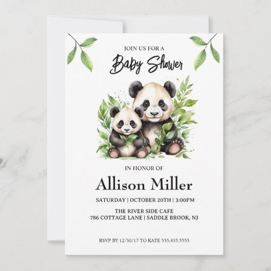 Einladung der Panda Baby Shower (Vorderseite)