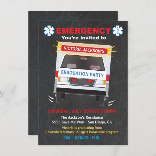 Einladung der paramedic- oder EMT-Graduiertengrupp (Vorne/Hinten)