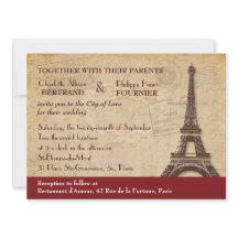 Einladung der Pariser Hochzeit in Urlaubsort