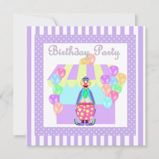 EINLADUNG DER PASTEL CIRCUS CLOWN BIRTHDAY PARTY (Vorderseite)