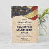 Einladung der Patriotic Vintag Flag Graduation Par (Stehend Vorderseite)