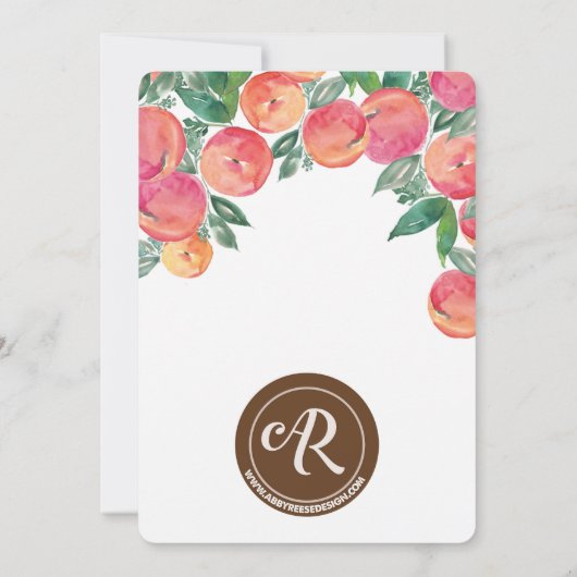 Einladung der Peach Baby Dusche (Rückseite)