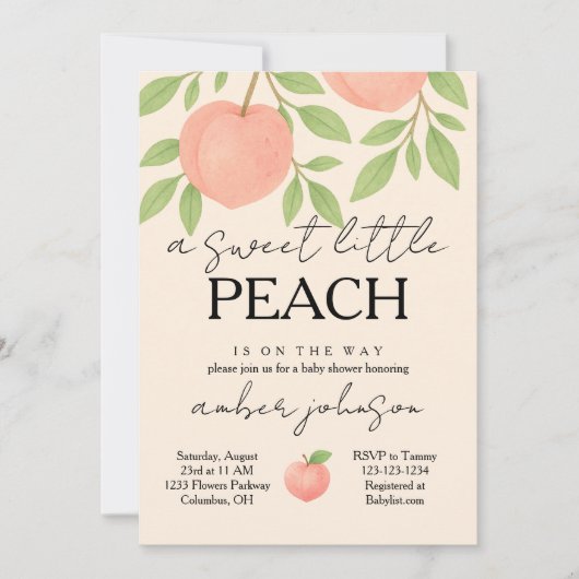 Einladung der Peach Baby Dusche (Vorderseite)