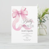 Einladung der Pink Bow Baby Shower Girl (Stehend Vorderseite)