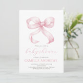 Einladung der Pink Bow Baby Shower Girl (Stehend Vorderseite)