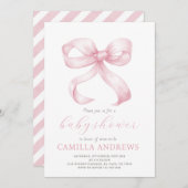 Einladung der Pink Bow Baby Shower Girl (Vorne/Hinten)