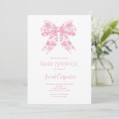 Einladung der Pink Bow Toile Baby Shower Girl (Stehend Vorderseite)