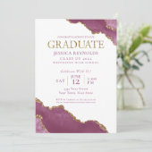 Einladung der Pink Gold Agate Foto Graduation Part (Stehend Vorderseite)
