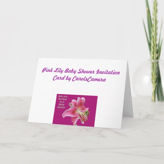 Einladung der Pink Lily Baby Dusche (Rückseite)