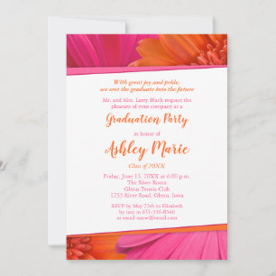Einladung der Pink Orange Daisy Graduation Party