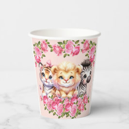 Einladung der Pink WIld Animal Girl's Baby Shower Pappbecher