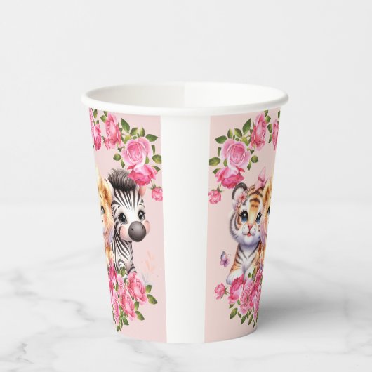 Einladung der Pink WIld Animal Girl's Baby Shower Pappbecher (Links)