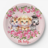 Einladung der Pink WIld Animal Girl's Baby Shower Pappteller (Vorderseite)