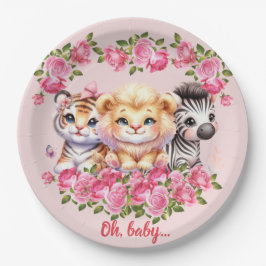 Einladung der Pink WIld Animal Girl's Baby Shower Pappteller