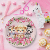 Einladung der Pink WIld Animal Girl's Baby Shower Pappteller (Party)