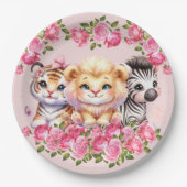 Einladung der Pink WIld Animal Girl's Baby Shower Pappteller (Vorderseite)