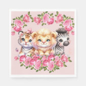 Einladung der Pink WIld Animal Girl's Baby Shower Serviette (Vorderseite)