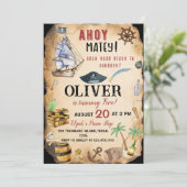 Einladung der Pirate Birthday Party (Stehend Vorderseite)