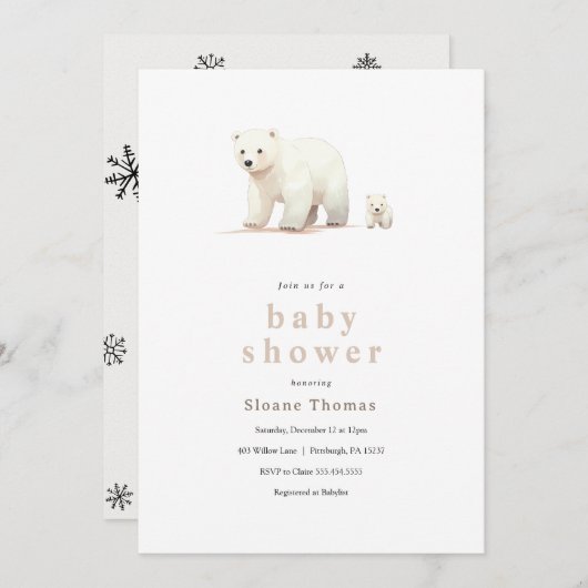 Einladung der Polar Bear Baby Dusche (Vorne/Hinten)