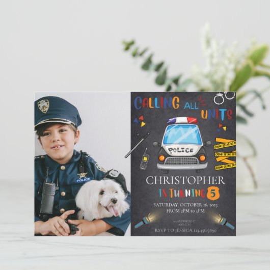 Einladung der Polizei Geburtstagspartei (Stehend Vorderseite)