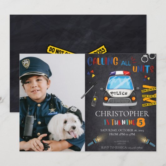 Einladung der Polizei Geburtstagspartei (Vorne/Hinten)