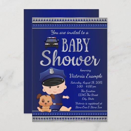 Einladung der Polizei-Kinderdusche (Vorne/Hinten)