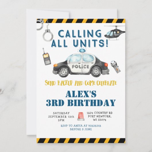 Einladung der Polizei zum Geburtstag (Vorderseite)