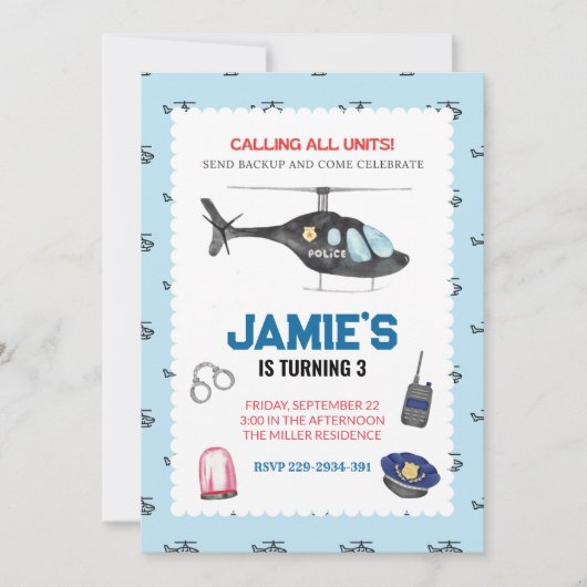 Einladung der Polizei zum Geburtstag (Vorderseite)