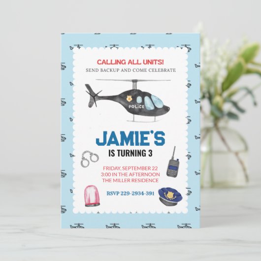 Einladung der Polizei zum Geburtstag (Stehend Vorderseite)