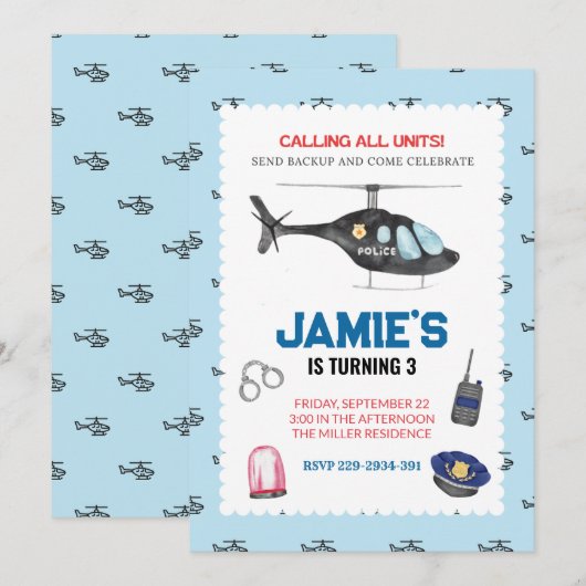 Einladung der Polizei zum Geburtstag (Vorne/Hinten)