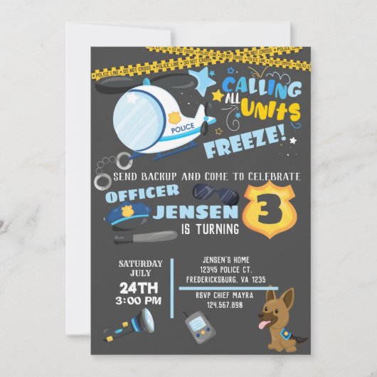 Einladung der Polizei zum Geburtstag (Vorderseite)