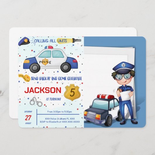 Einladung der Polizei zum Geburtstag Foto (Vorne/Hinten)