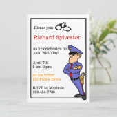 Einladung der Polizei zur Geburtstagspartei (Stehend Vorderseite)